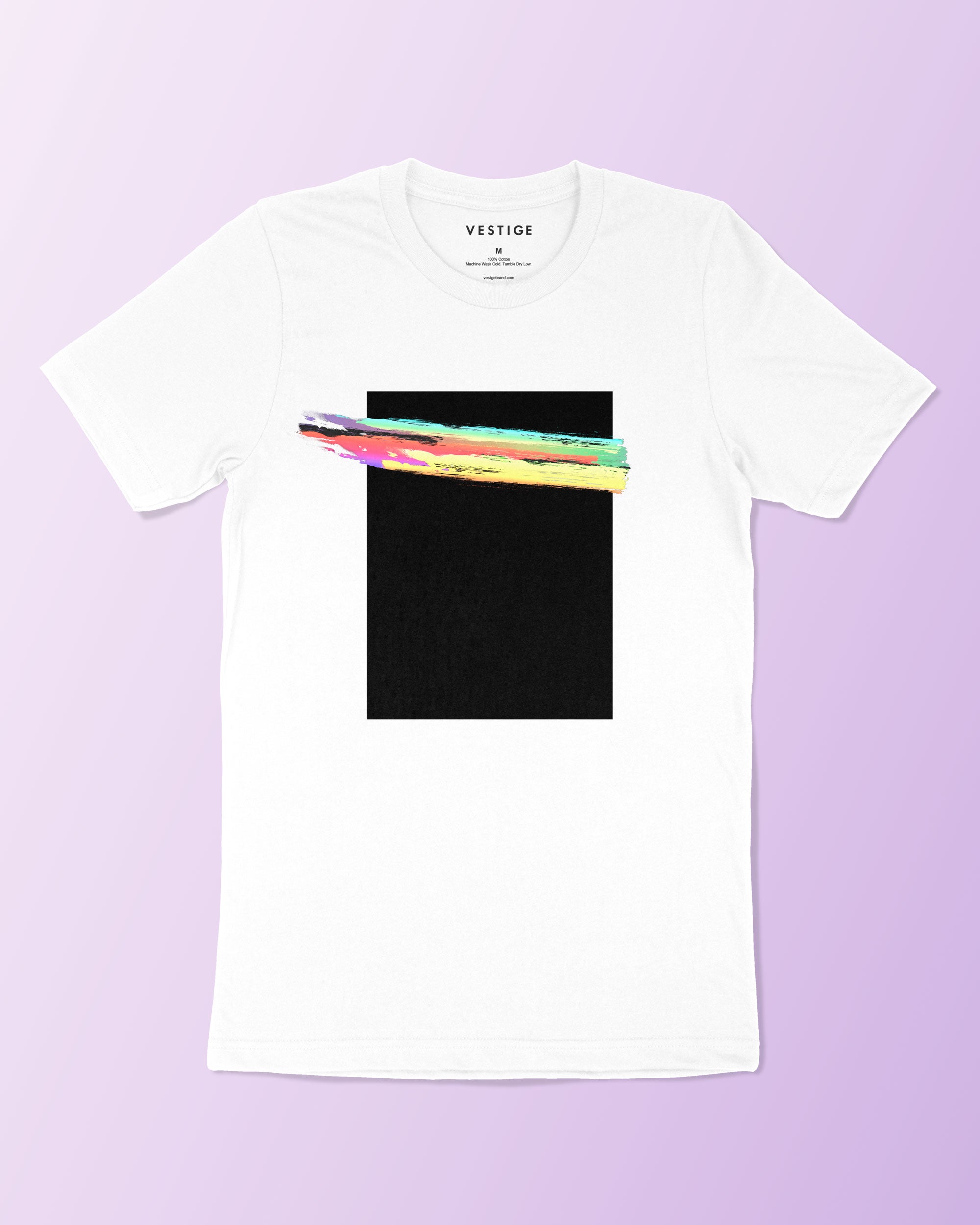 White t shop shirt rainbow stripe